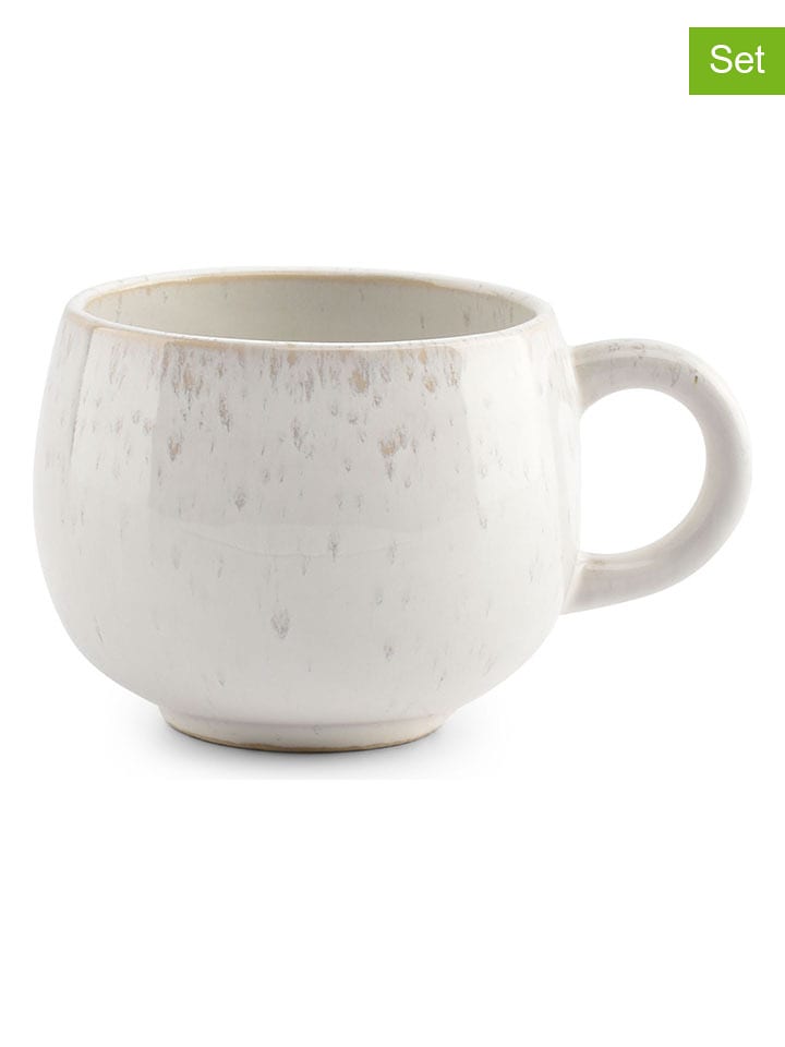 Salt and Pepper 4er-Set: Tassen "Curvy'' in Weiß/ Beige - 170 ml - 13% | Gedeckter-tisch