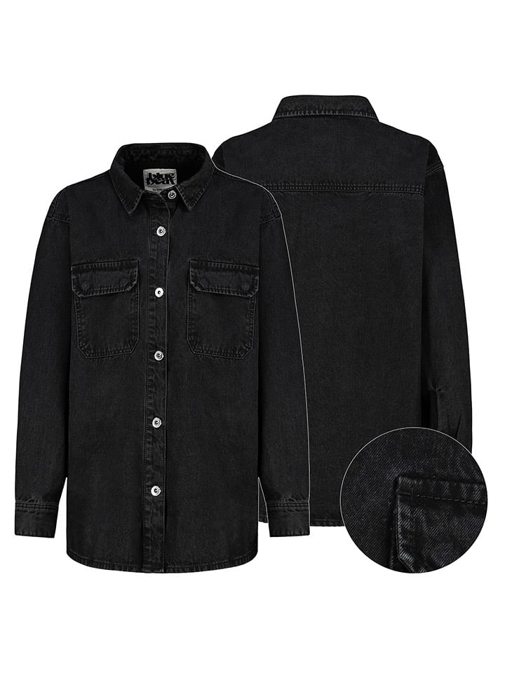 Sublevel Jeanshemd in Schwarz - 61% | Größe XL | Damen-blusen