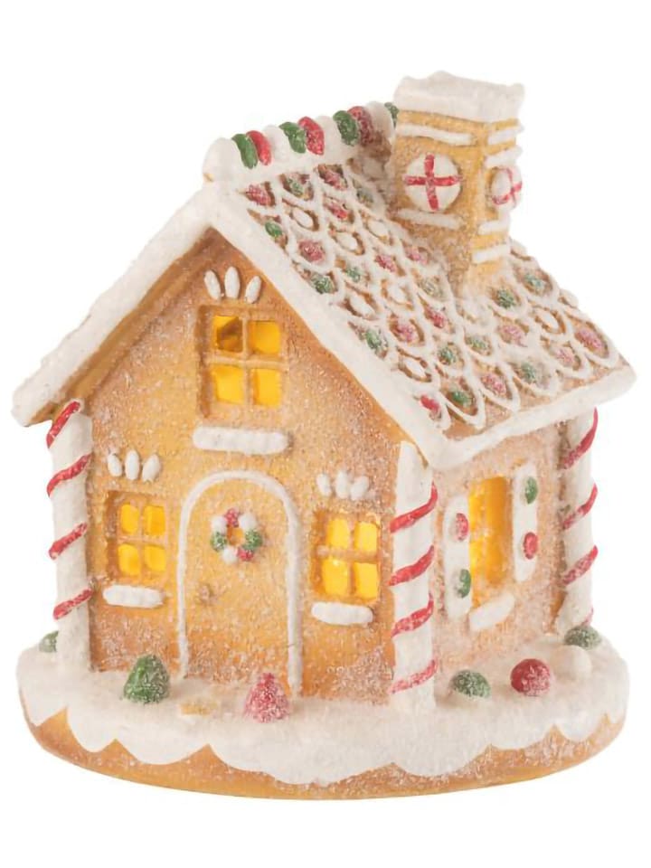 J Line LED-Dekoobjekt "Lebkuchen" in Beige/ Weiß - (H)23 x Ø 22 cm - 19% | Dekofiguren