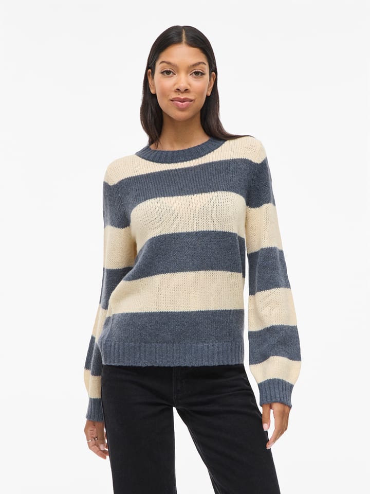 Vila Pullover "Vipolana" in Blau/ Creme - 65% | Größe XL | Damen-pullover-cardigans