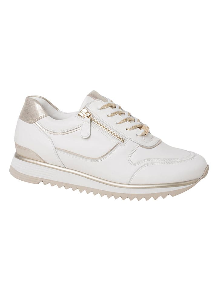HASSIA Leder-Sneakers "Porto" in Weiß/ Gold - 52% | Größe 41,5 | Damen-sneakers
