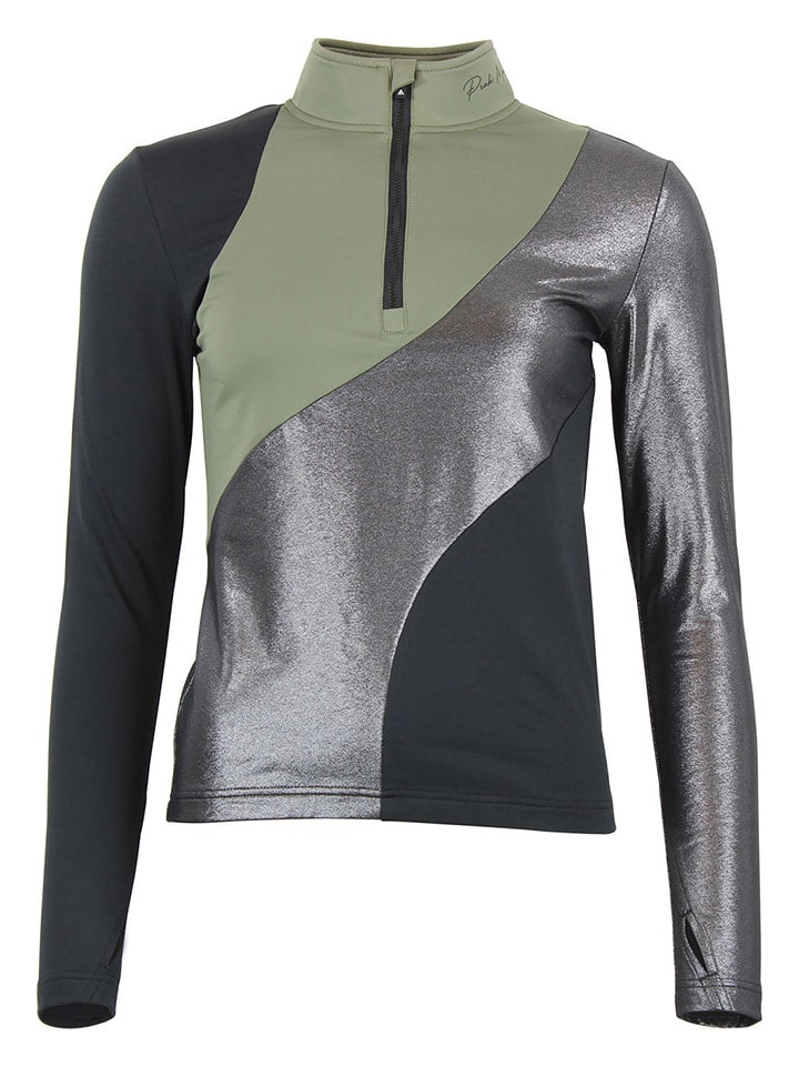 Peak Mountain Funktionslongsleeve in Khaki/ Silber/ Schwarz - 69% | Größe S | Damen-outdoor-tops-shirts