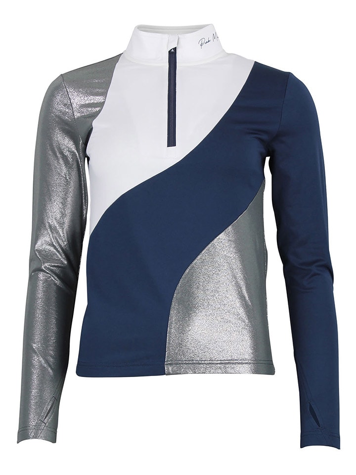 Peak Mountain Funktionslongsleeve in Dunkelblau/ Silber/ Weiß - 68% | Größe XL | Damen-outdoor-tops-shirts