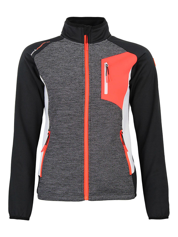Peak Mountain Fleecejacke "Acerin" in Grau/ Schwarz/ Orange - 76% | Größe S | Damenjacken