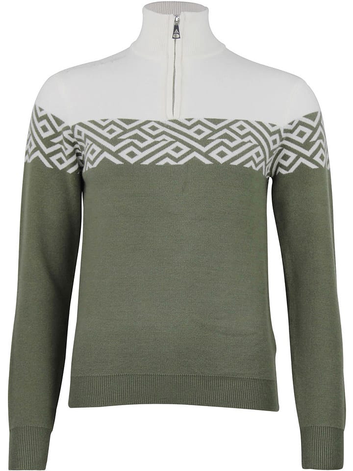 Peak Mountain Pullover "Akar" in Khaki/ Weiß - 64% | Größe L | Damen-pullover-cardigans