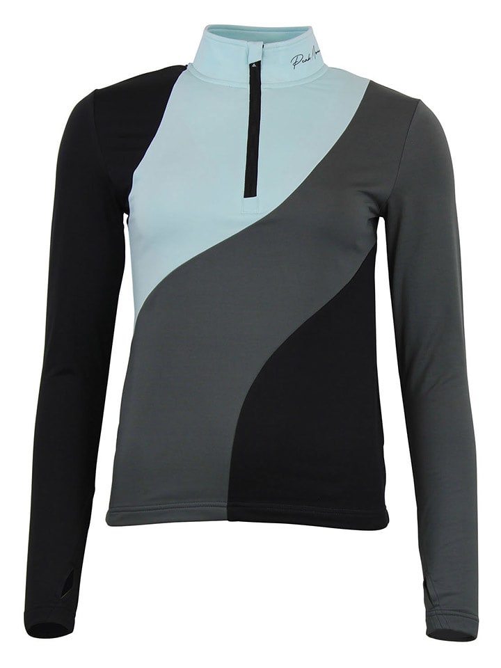 Peak Mountain Funktionslongsleeve "Aramis" in Hellblau/ Grau/ Schwarz - 66% | Größe M | Damen-outdoor-tops-shirts