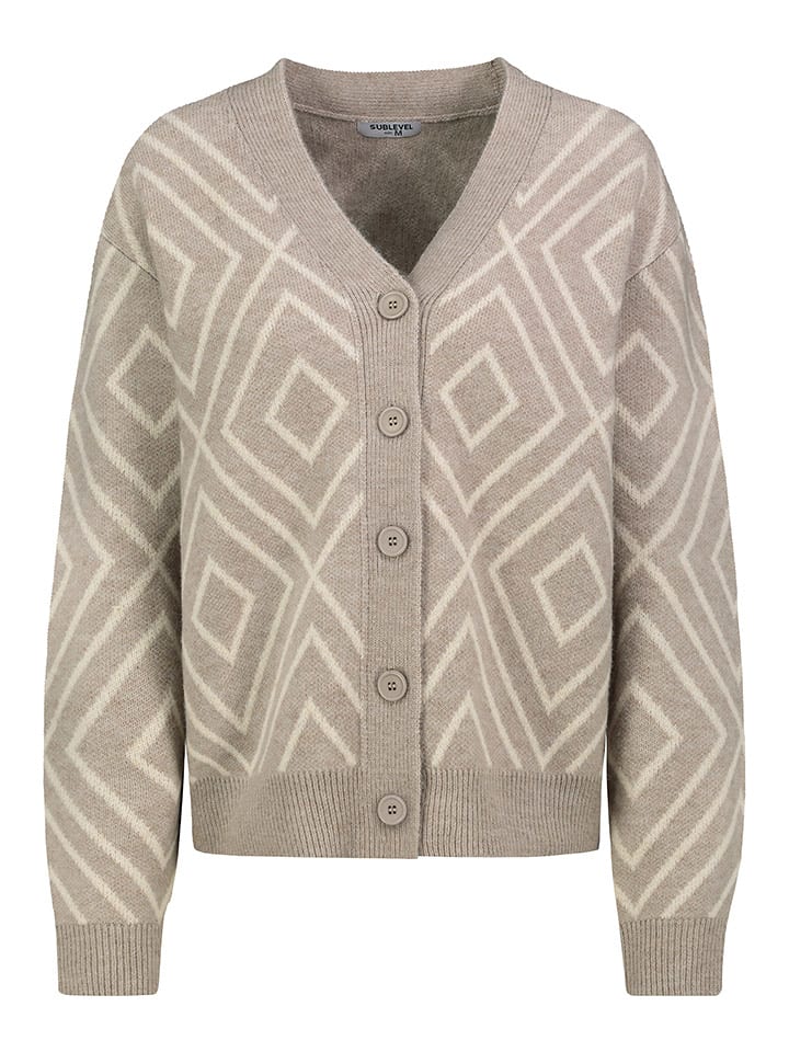 Sublevel Cardigan in Hellgrau/ Creme - 60% | Größe M | Damen-pullover-cardigans