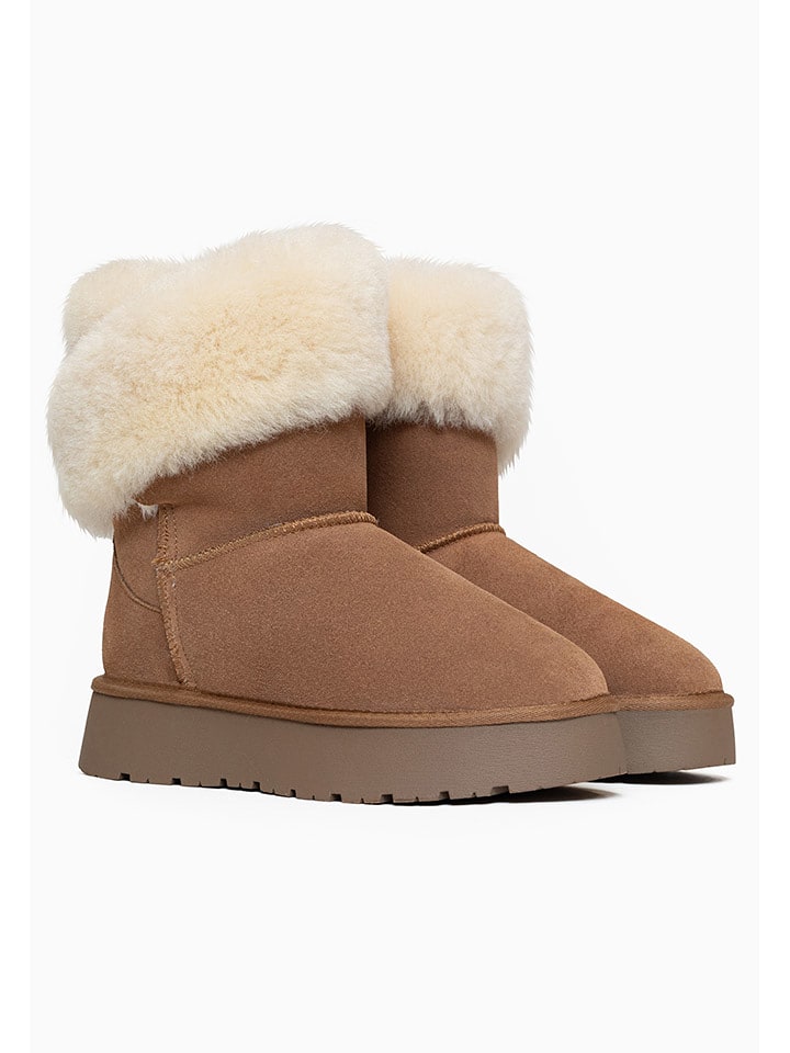 Gooce Leder-Winterboots "Beverly" in Hellbraun - 72% | Größe 36 | Damen-stiefel