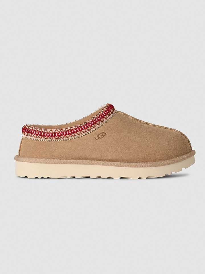 UGG Leder-Hausschuhe "Tasman II" in Beige/ Rot - 17% | Größe 40 | Damen-pantoletten