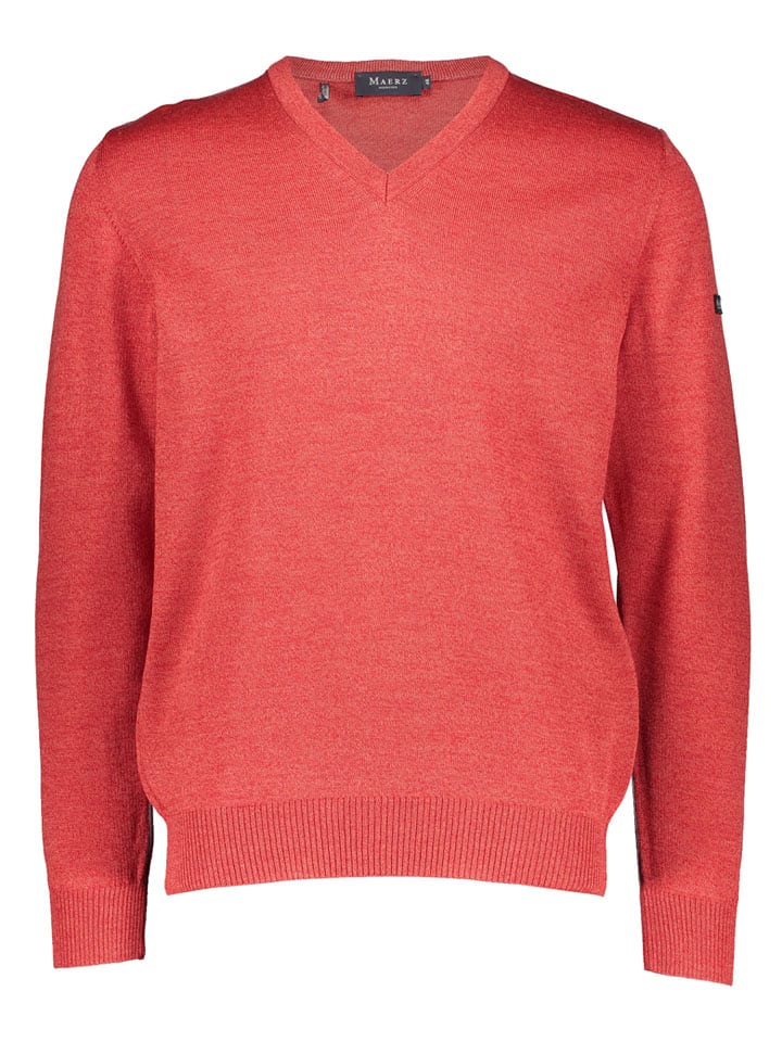 Maerz Muenchen Wollpullover in Koralle - 64% | Größe 54 | Herren-plussize