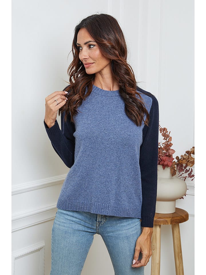 So Cachemire Pullover "Kaleis" in Blau/ Dunkelblau - 77% | Größe M | Damen-pullover-cardigans