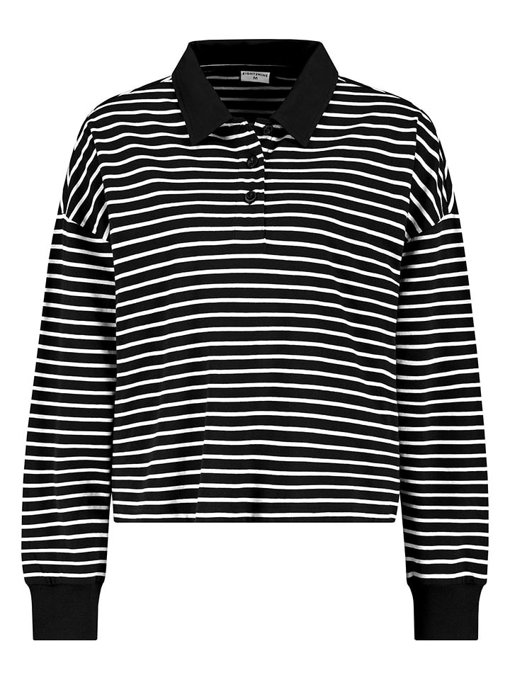 Eight2Nine Poloshirt in Schwarz/ Weiß - 48% | Größe XL | Damen-tops