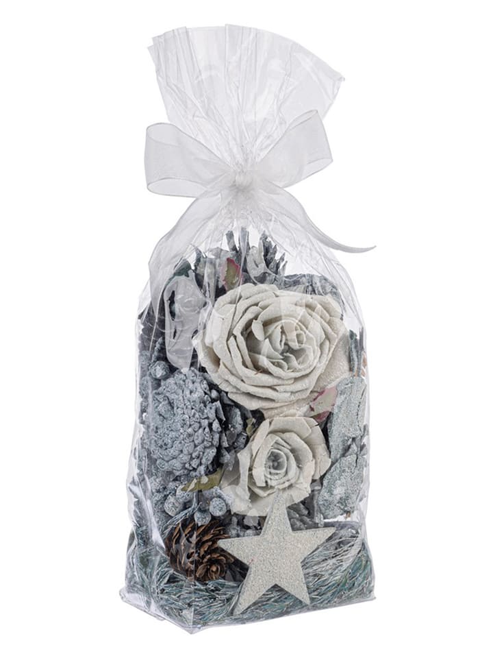 Bizzotto Dekobeutel "Green Flowers" in Silber - (H)20 cm - 17% | Kerzen-vasen