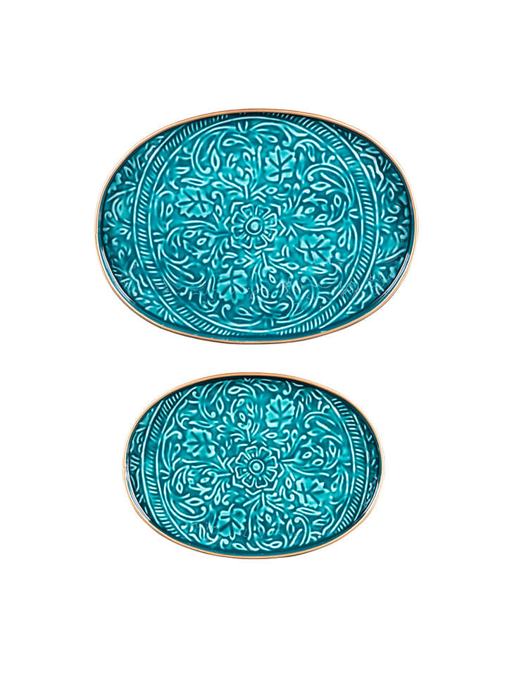 TABLE PASSION 2er-Set: Servierplatten ''Tosca'' in Blau - 44% | Aufbewahren-servieren