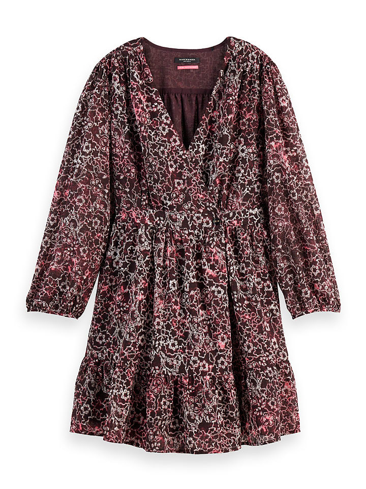 Scotch & Soda Kleid in Bordeaux/ Weiß - 80% | Größe 34 | Damen-kleider