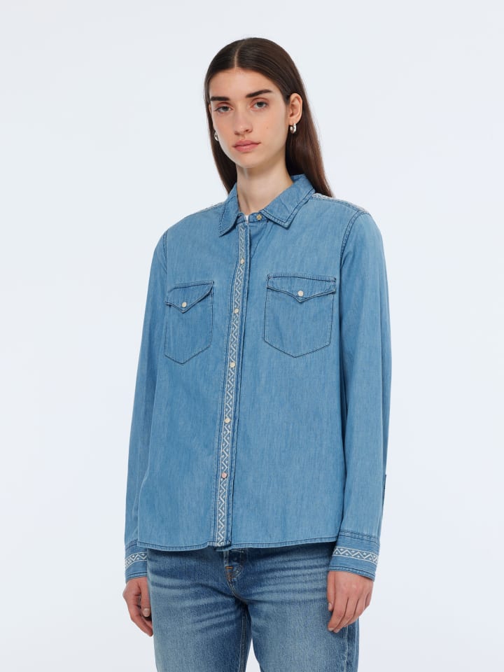 Scotch & Soda Jeansbluse in Hellblau - 68% | Größe 38 | Damen-blusen