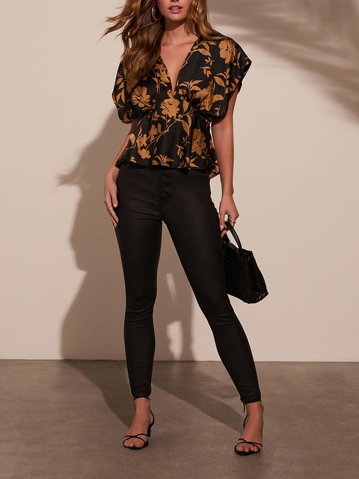 Milan Kiss Top in Schwarz/ Hellbraun - 62% | Größe XL | Damen-tops