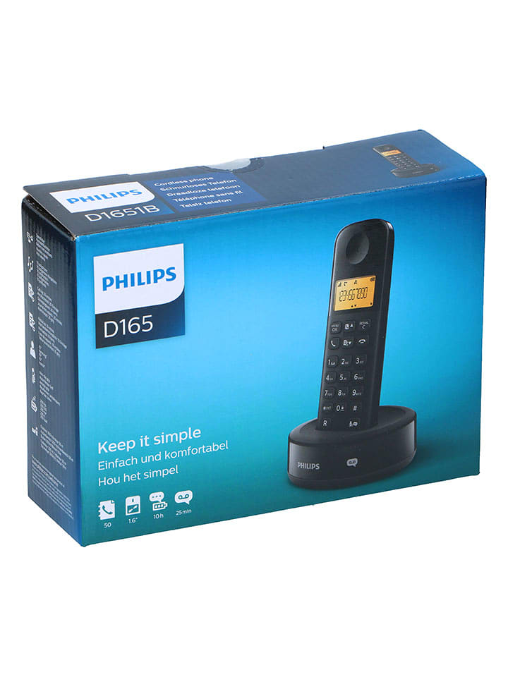 Philips Schnurloses Telefon "D1651B/01" in Schwarz - 46% | Smartphones-zubehoer