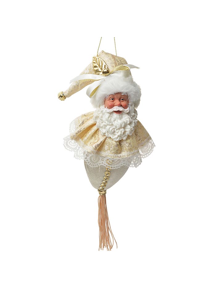 Clayre & Eef Dekoanhänger "Weihnachtsmann" in Gold/ Weiß - (L)35 x Ø 8 cm - 37% | Dekofiguren