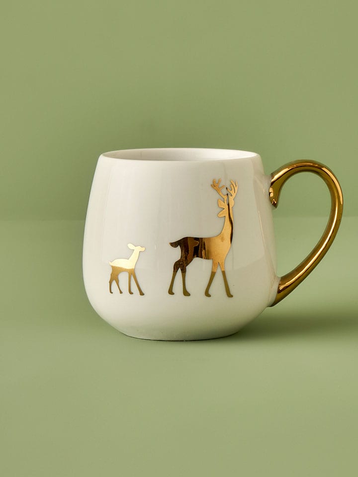 BELLA MAISON Jumbotasse in Weiß/ Gold - 375 ml - 50% | Gedeckter-tisch