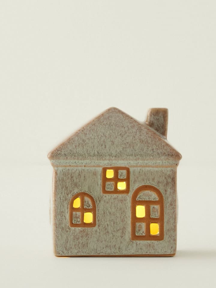 BELLA MAISON Dekoobjekt mit LED-Beleuchtung in Grau/ Hellbraun - (B)11 x (H)11 x (T)7 cm - 35% | Lichterketten-dekobeleuchtung