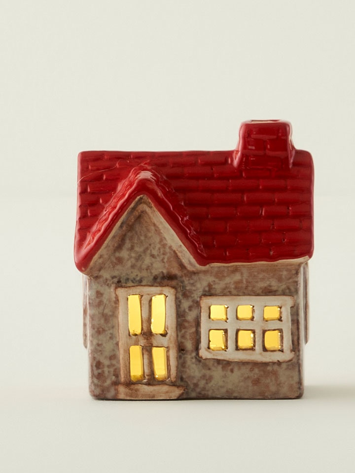 BELLA MAISON Dekoobjekt mit LED-Beleuchtung in Beige/ Rot - (B)11 x (H)11 x (T)10 cm - 55% | Lichterketten-dekobeleuchtung