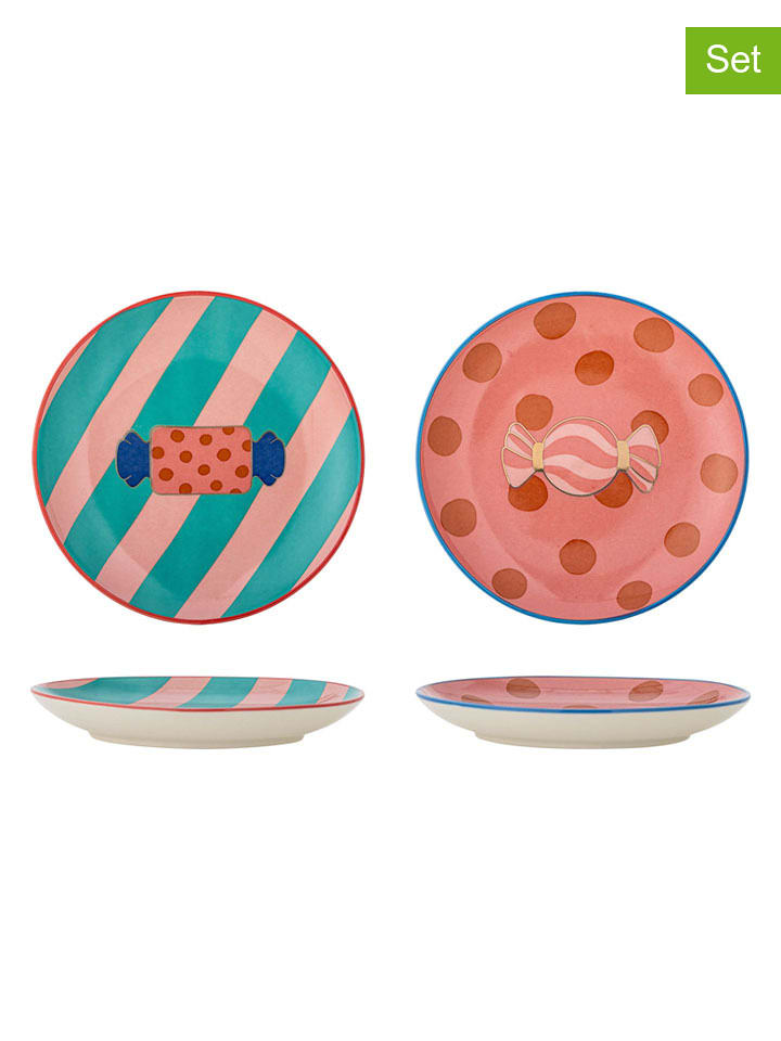 Bloomingville 2er-Set: Brotteller ''Caramella'' in Rosa/ Türkis - Ø 16 cm - 13% | Gedeckter-tisch