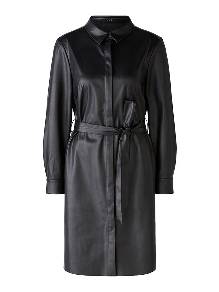 Oui Kunstlederkleid in Schwarz - 80% | Größe 38 | Damen-kleider