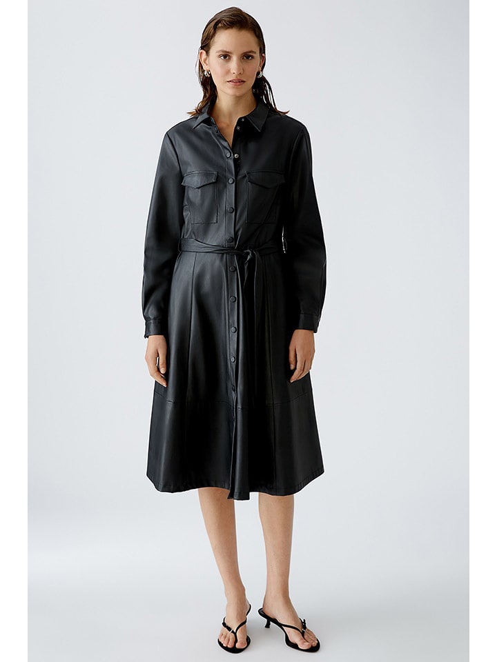 Oui Kunstlederkleid in Schwarz - 80% | Größe 40 | Damen-kleider