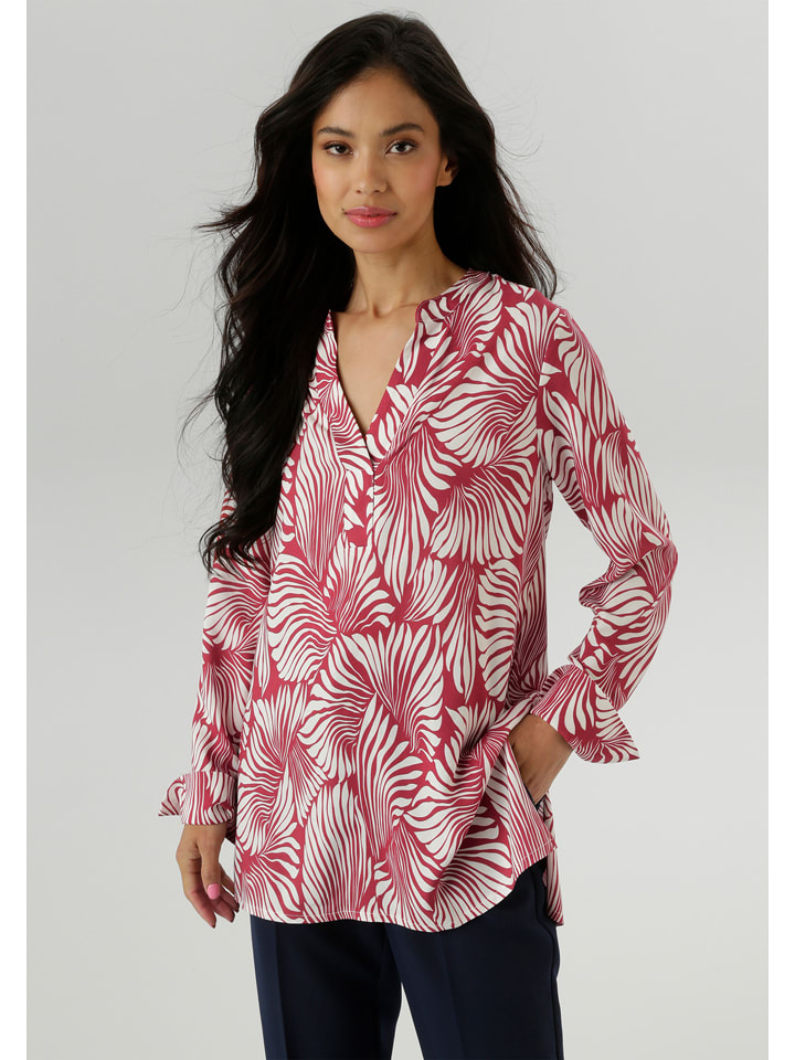 Aniston Longbluse in Fuchsia/ Weiß - 68% | Größe 36 | Damen-blusen