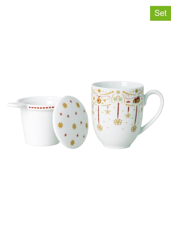 Hutschenreuther 3tlg. Tee-Set "Christmas Love" in Weiß/ Rot/ Gold - 14% | Gedeckter-tisch