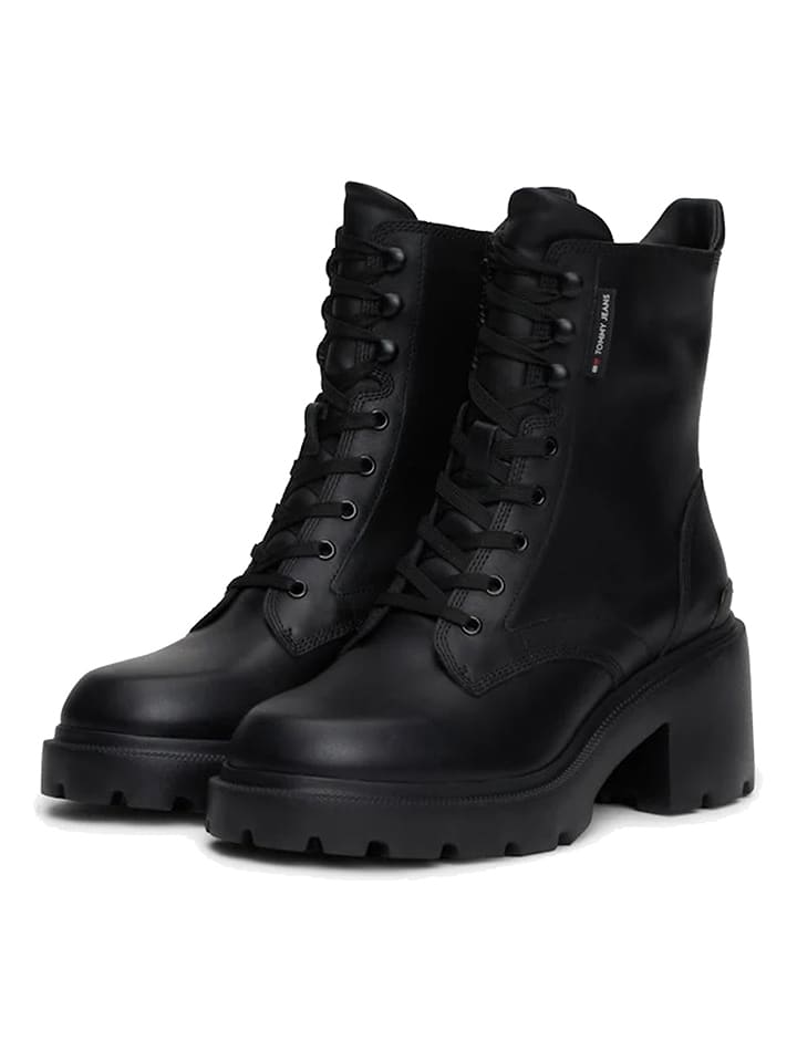 Tommy Hilfiger Shoes Leder-Boots in Schwarz - 59% | Größe 39 | Stiefeletten