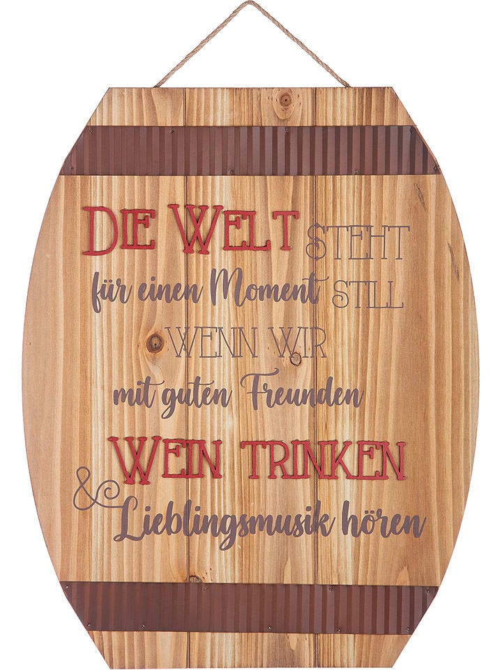 GILDE Schild "Weinfass" in Braun - (B)37 x (H)46,5 x (T)2 cm - 17% | Dekofiguren