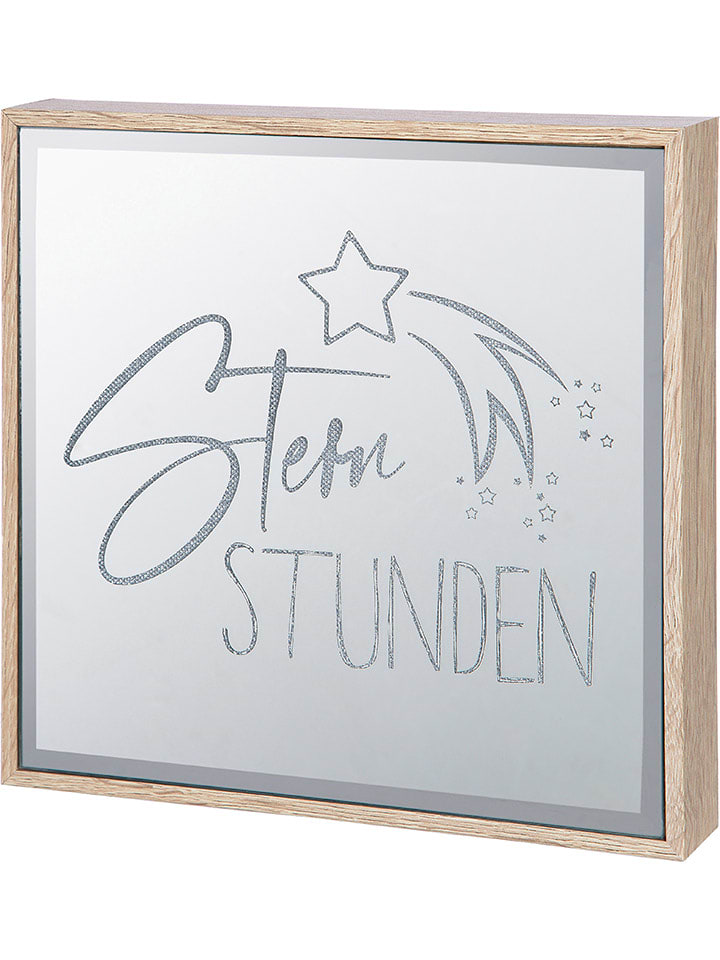 GILDE LED-Spiegelbild "Sternstunden" in Natur/ Silber - (L)21 x (B)21 x (T)4 cm - 14% | Lichterketten-dekobeleuchtung