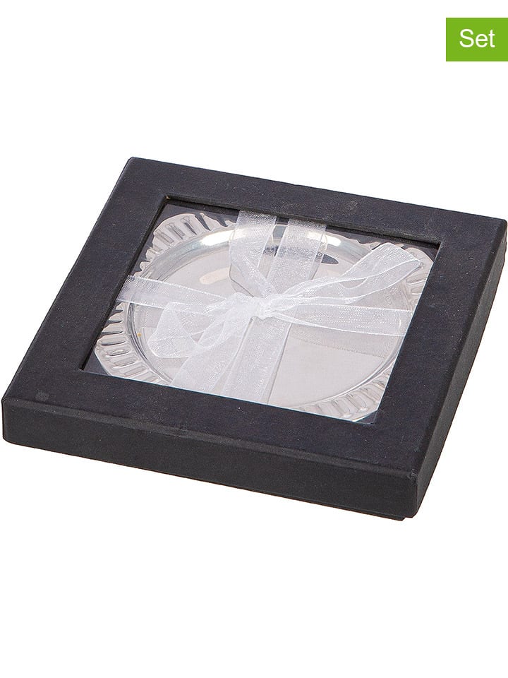 GILDE 4er-Set Untersetzer "Nova" in Silber - Ø 11 cm - 25% | Aufbewahren-servieren