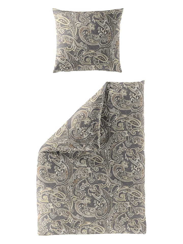 Bierbaum Satin-Bettwäsche-Set in Grau/ Beige - 25% | Größe 135x200 cm | Bettwaesche-bettwaren
