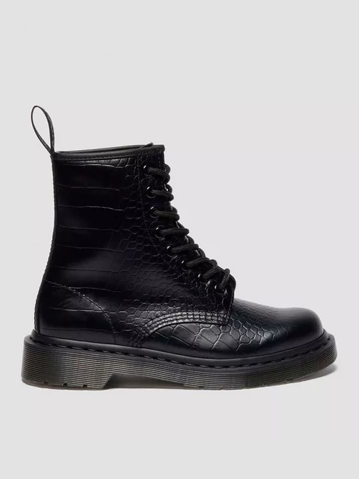 Dr. Martens Leder-Boots "1460 Croco" in Schwarz - 40% | Größe 38 | Damen-stiefel
