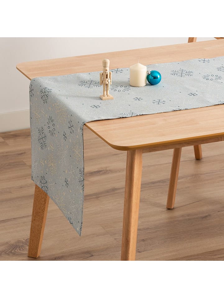 GAMUSI Tischläufer ''Sparkle'' in Hellblau/ Gold - 16% | Größe 45x135 cm |