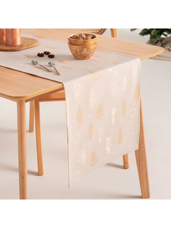 GAMUSI Tischläufer ''Silvet'' in Beige/ Gold - 37% | Größe 45x135 cm |