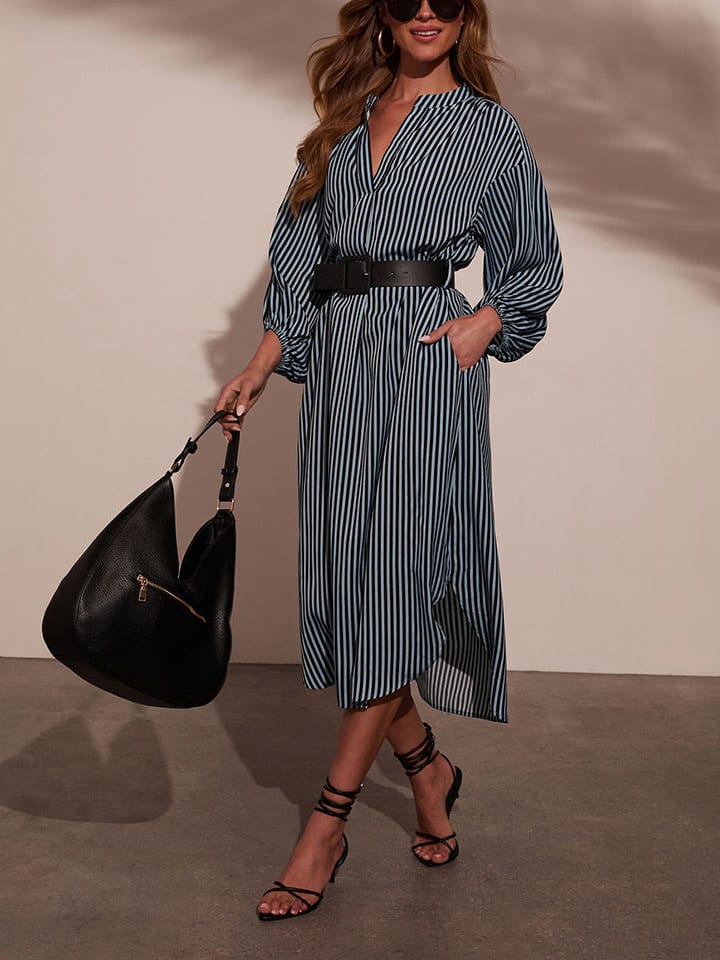 Milan Kiss Kleid in Hellblau/ Schwarz - 69% | Größe L | Damen-kleider