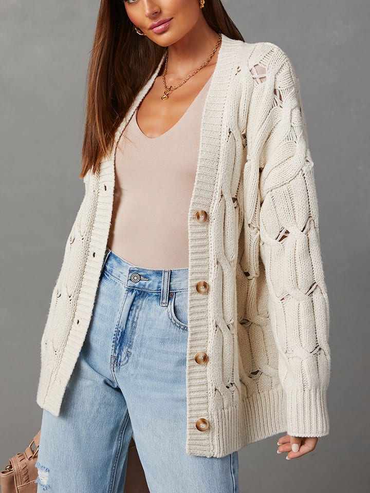 Milan Kiss Cardigan in Creme - 63% | Größe M | Damen-pullover-cardigans