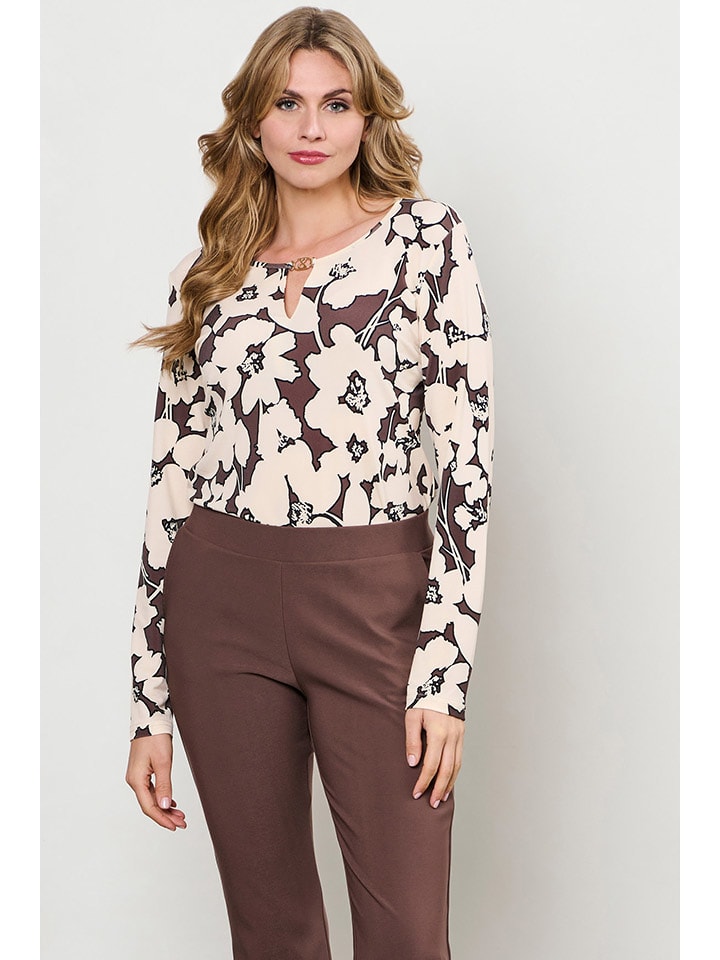 &Co Woman Longsleeve "Vigo" in Creme/ Braun - 66% | Größe M | Damen-tops