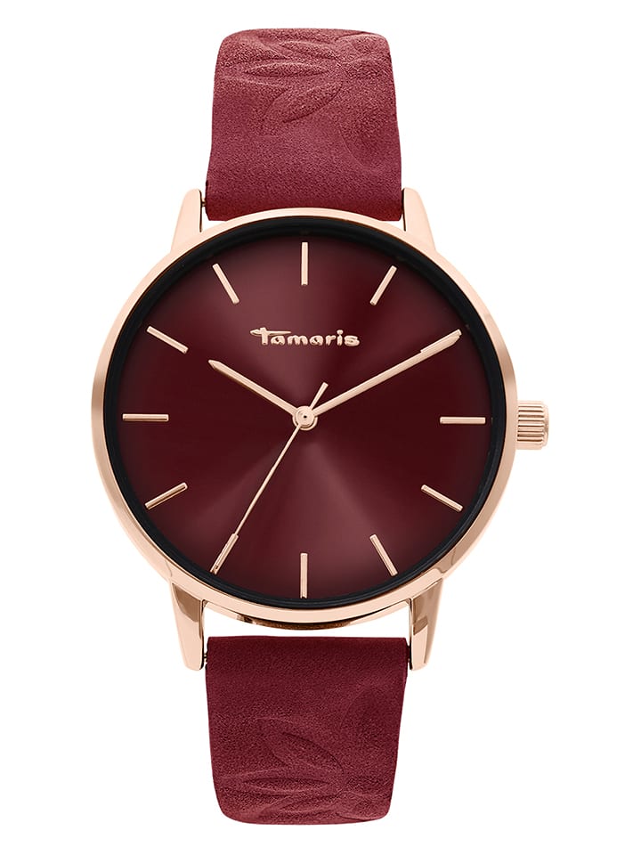 Tamaris Quarzuhr in Bordeaux/ Roségold - 47% | Damen-uhren