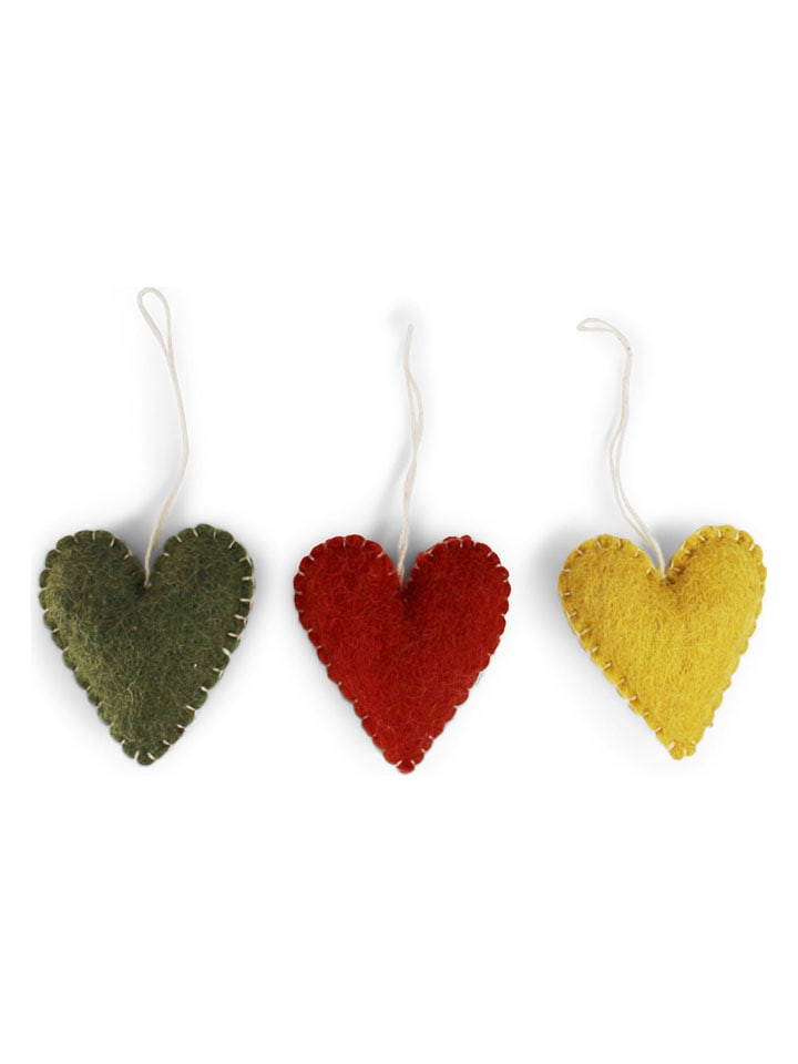 Gry & Sif 3er-Set: Dekohänger ''Heart'' in Gelb/ Grün/ Rot - (L)6,5 x (B)5,5 cm - 16% | Wohndekoration
