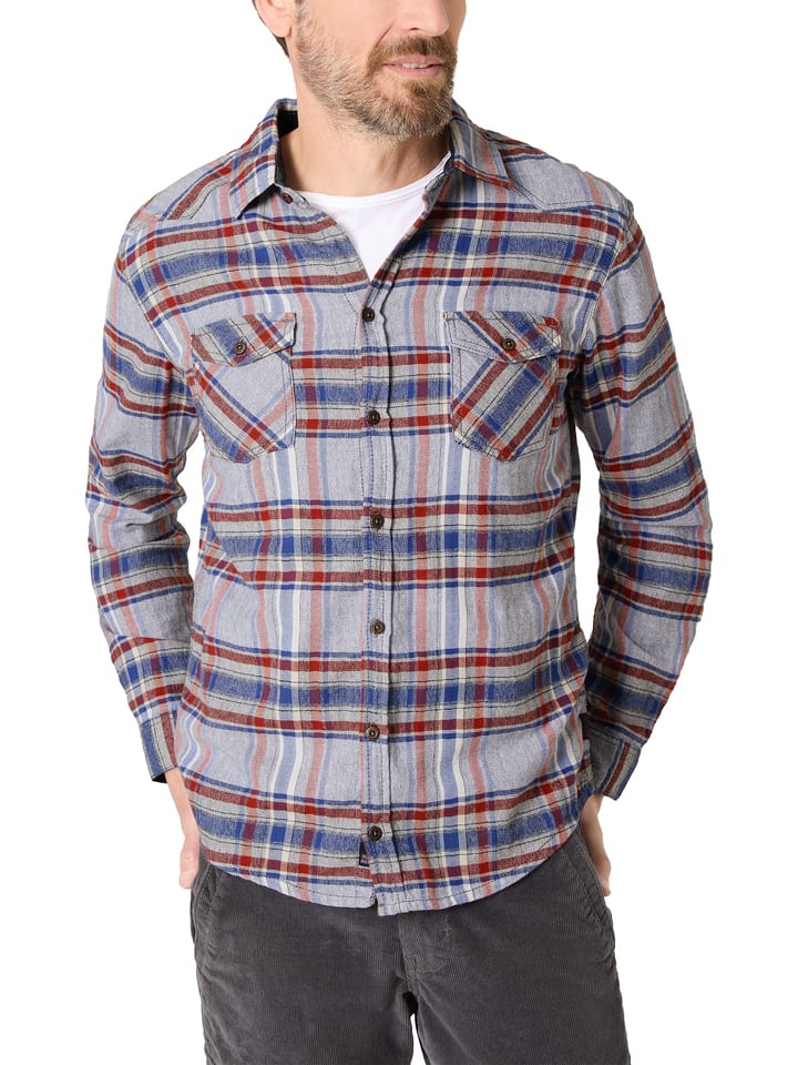 Timezone Hemd in Grau/ Blau/ Rot - 66% | Größe M | Herren-plussize