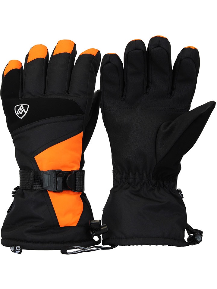 Peak Mountain Ski-/ Snowboardfingerhandschuhe "Mister" in Schwarz/ Orange - 55% | Größe L/XL | Herren-handschuhe