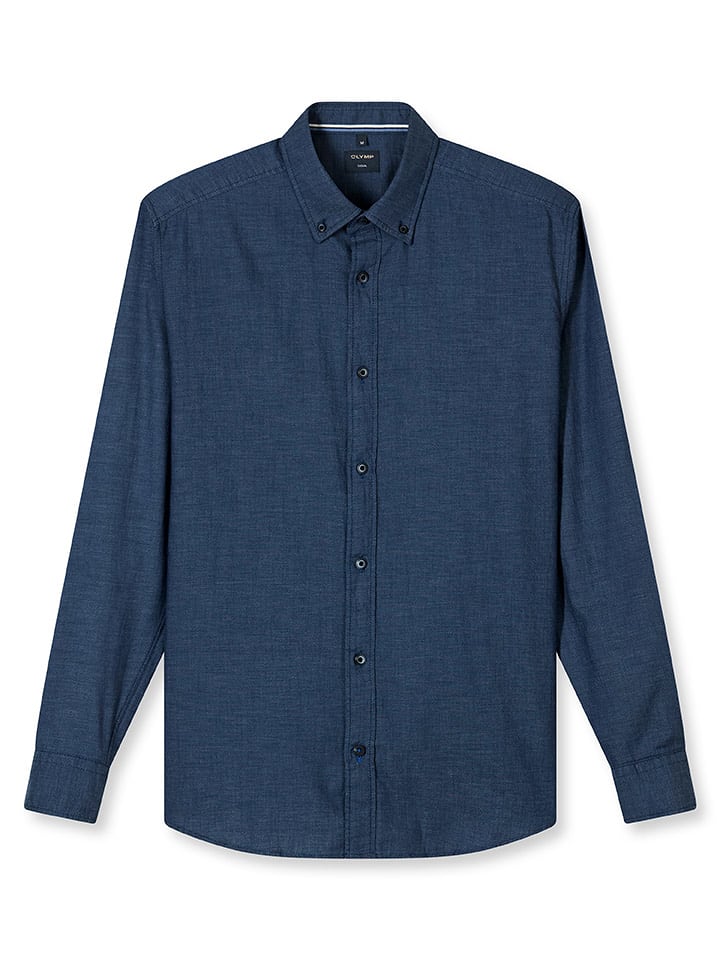 OLYMP Hemd "Casual" - Regular fit - in Dunkelblau - 61% | Größe L | Herren-plussize