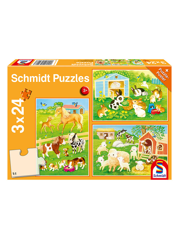 Schmidt Spiele 3x 24tlg. Puzzle "Niedliche Haustiere" - ab 3 Jahren - 13% | Gesellschaftsspiele
