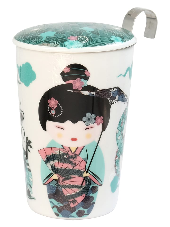 Eigenart Teetasse "Teaeve - Sweet Little Geisha" in Weiß/ Türkis - 350 ml - 14% | Gedeckter-tisch