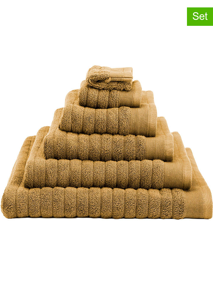 Heckett Lane 6er-Set: Waschlappen ''Prestige'' in Ocker - 14% | Größe 30x30 cm | Badtextilien
